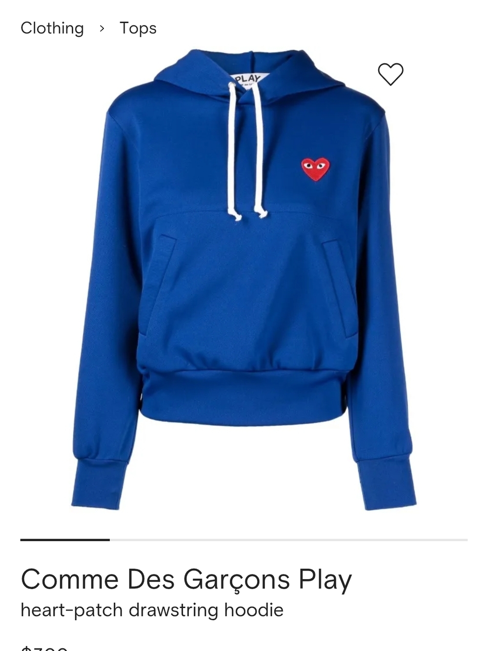Comme des Garçons Play Blue Hoodie Size S
